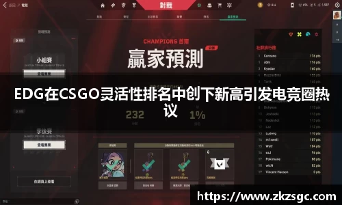 EDG在CSGO灵活性排名中创下新高引发电竞圈热议
