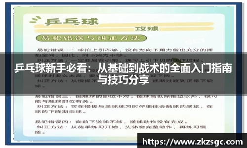 乒乓球新手必看：从基础到战术的全面入门指南与技巧分享